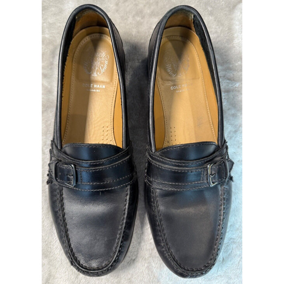 Cole Haan Pinch Hand Sewn Grand OS Black Leather Buckle Loafers Mens Size 10 - Picture 7 of 7